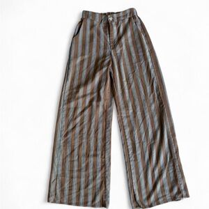 Little Lies Wide Leg Striped Trousers in Brown and Blue